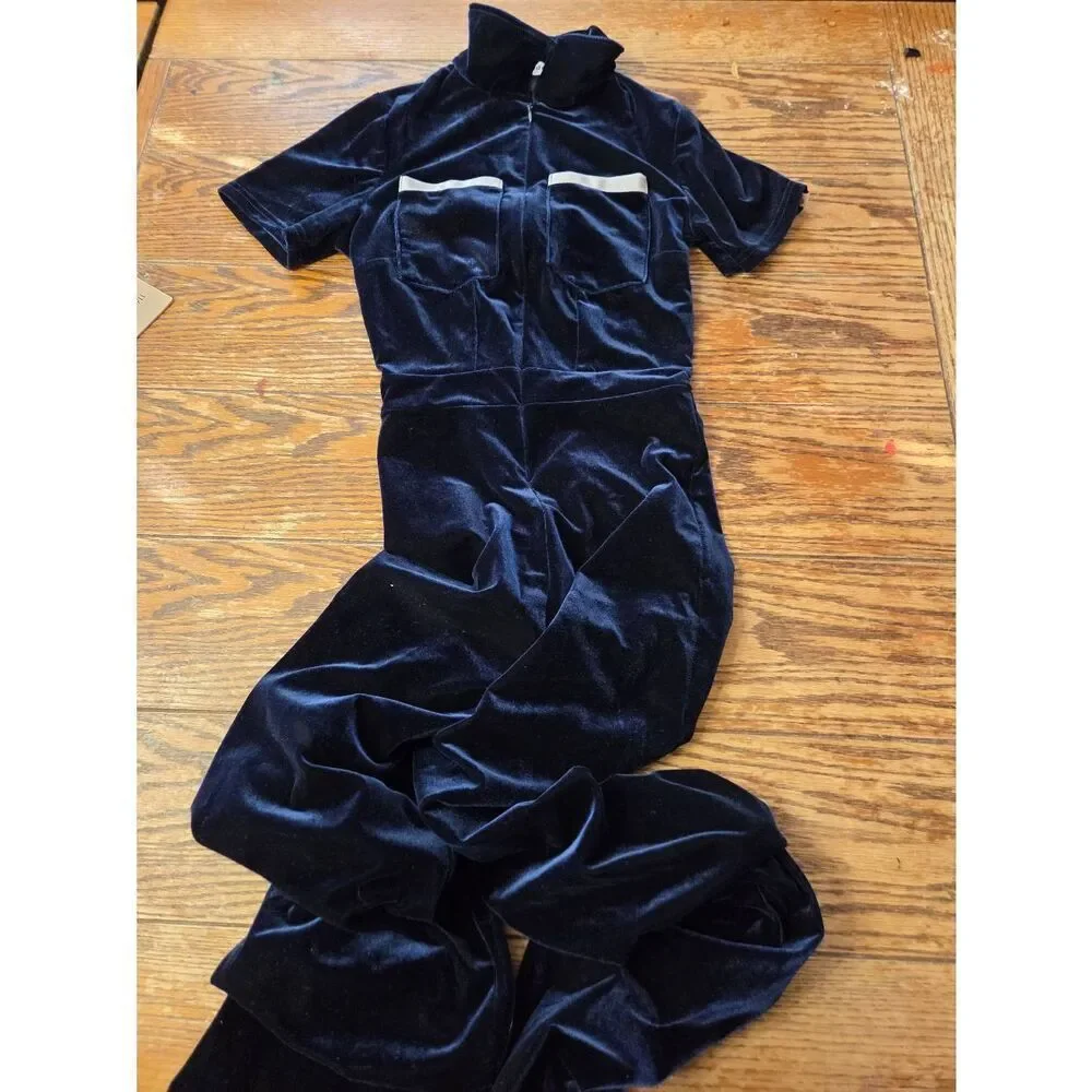 Peachy Den Kernel Velour Velvet Jumpsuit Size XS